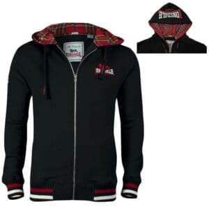 Lonsdale LANCASTER Black Zip Jacket Hoodie Sweatshirt Tartan Lined Hood XS-XXL