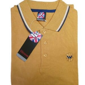 Warrior UK England Pique Polo Shirt Mustard Yellow Slim-Fit Skinhead Mod Retro
