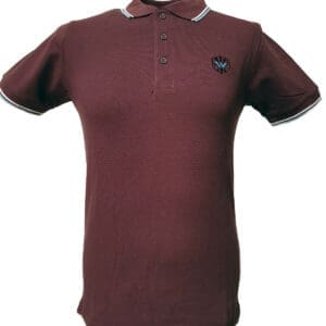 Warrior UK England Pique Polo Shirt Oxblood Burgundy Slim-Fit Skinhead Mod Retro