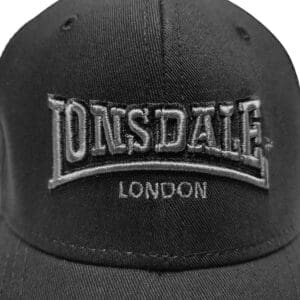 Lonsdale Premium Black Baseball Cap Hat Embroided Logo Cotton Adjustable Size