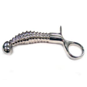 Stainless Steel Anal Ribbed with Handle Plug